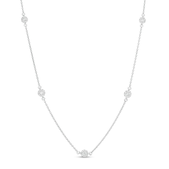 0.25 CT. T.W. Composite Diamond Station Necklace in 10K White Gold