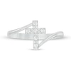 Thumbnail Image 3 of 0.12 CT. T.W. Diamond Cross Bypass Ring in Sterling Silver