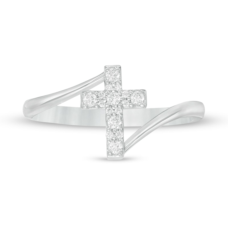 0.12 CT. T.W. Diamond Cross Bypass Ring in Sterling Silver