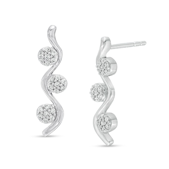 0.15 CT. T.W. Composite Diamond Wavy Drop Earrings in 10K White Gold