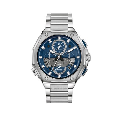 Men's Bulova Precisionist Chronograph Watch with Blue Dial (Model: 96B349)