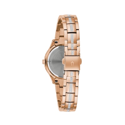 Ladies' Bulova Phantom Crystal Accent Rose-Tone Watch with Brown Mother-of-Pearl Dial (Model: 98L284)