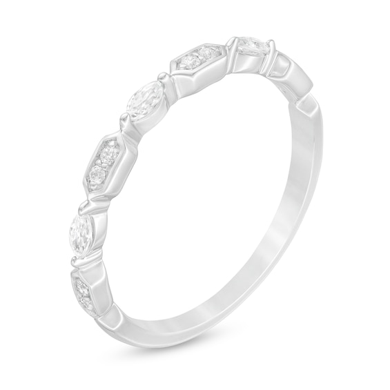 0.18 CT. T.W. Marquise and Round Diamond Alternating Anniversary Band in 10K Gold