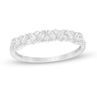 0.30 CT. T.W. Baguette and Round Diamond Zig-Zag Anniversary Band in 14K White Gold