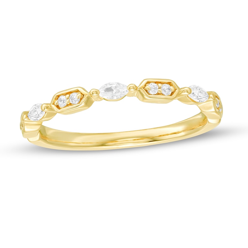 Main Image 1 of 0.18 CT. T.W. Marquise and Round Diamond Alternating Anniversary Band in 10K Gold