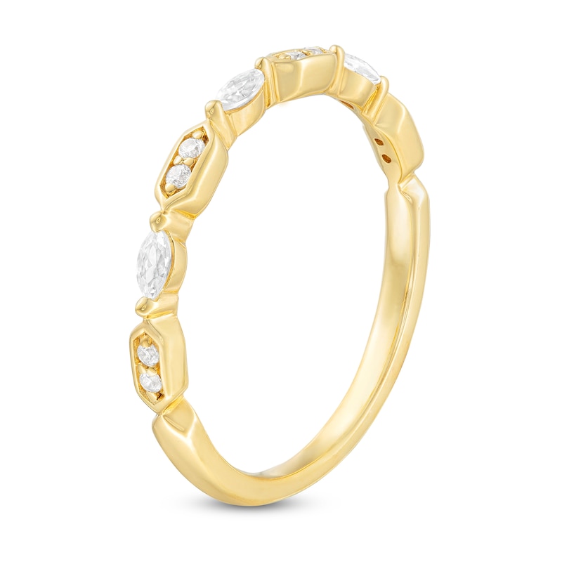 Main Image 3 of 0.18 CT. T.W. Marquise and Round Diamond Alternating Anniversary Band in 10K Gold