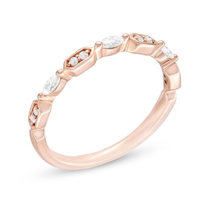 0.18 CT. T.W. Marquise and Round Diamond Alternating Anniversary Band in 10K Rose Gold