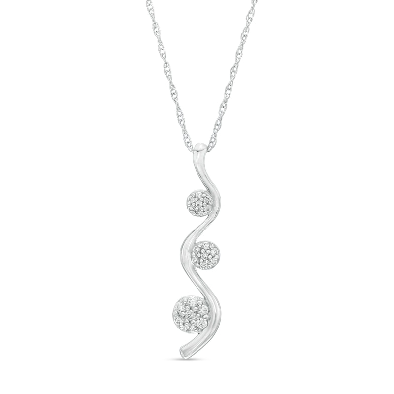 0.10 CT. T.W. Composite Diamond Wavy Pendant in 10K White Gold|Peoples Jewellers