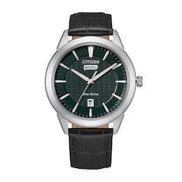 Men's Citizen Eco-Drive® Corso Strap Watch with Green Dial (Model: AW0090-02X)