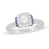 Thumbnail Image 0 of Vera Wang Love Collection 0.69 CT. T.W. Diamond and Blue Sapphire Collar Engagement Ring in 14K White Gold