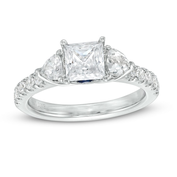 Vera Wang Love Collection 1.45 CT. T.W. Certified Princess-Cut Diamond Collar Engagement Ring in 14K White Gold (I/SI2)