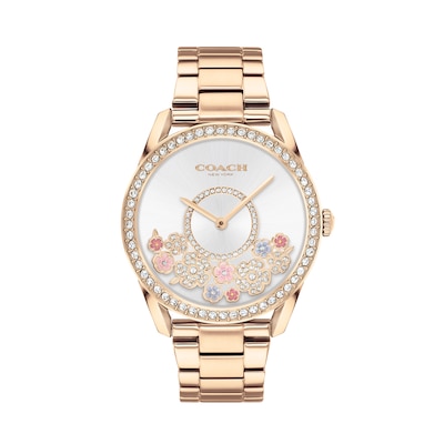 Ladies' Coach Preston Crystal Accent Rose-Tone IP Watch with Silver-Tone Dial (Model: 14503776)