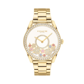 Ladies' Coach Preston Crystal Accent Gold-Tone IP Watch with White Dial (Model: 14503777)