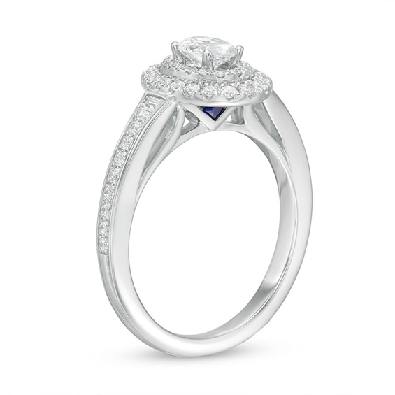 Vera Wang Love Collection 0.69 CT. T.W. Diamond Double Oval Frame Engagement Ring in 14K White Gold