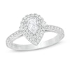 Thumbnail Image 0 of Vera Wang Love Collection 0.69 CT. T.W. Pear-Shaped Diamond Double Frame Engagement Ring in 14K White Gold