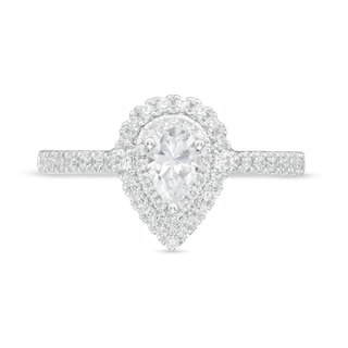 Vera Wang Love Collection 0.69 CT. T.W. Pear-Shaped Diamond Double Frame Engagement Ring in 14K White Gold