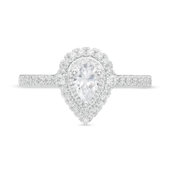 Vera Wang Love Collection 0.69 CT. T.W. Pear-Shaped Diamond Double Frame Engagement Ring in 14K White Gold