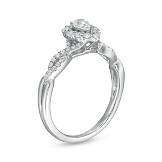 0.50 CT. T.W. Pear-Shaped Diamond Frame Twist Shank Engagement Ring in 14K White Gold