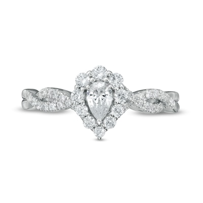 0.50 CT. T.W. Pear-Shaped Diamond Frame Twist Shank Engagement Ring in 14K White Gold