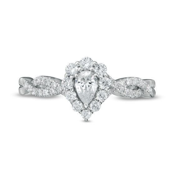 0.50 CT. T.W. Pear-Shaped Diamond Frame Twist Shank Engagement Ring in 14K White Gold