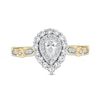 Thumbnail Image 3 of 0.63 CT. T.W. Pear-Shaped Diamond Double Frame Geometric Shank Engagement Ring in 14K Two-Tone Gold