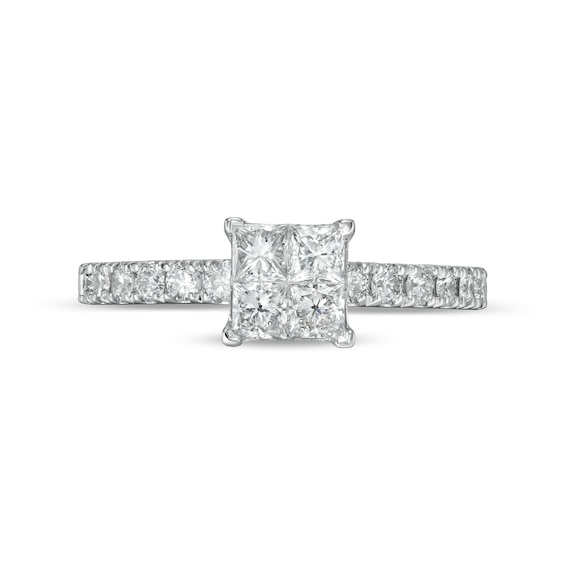 CT. T.W. Quad Diamond Princess-Cut Diamond Engagement Ring in 14K White Gold