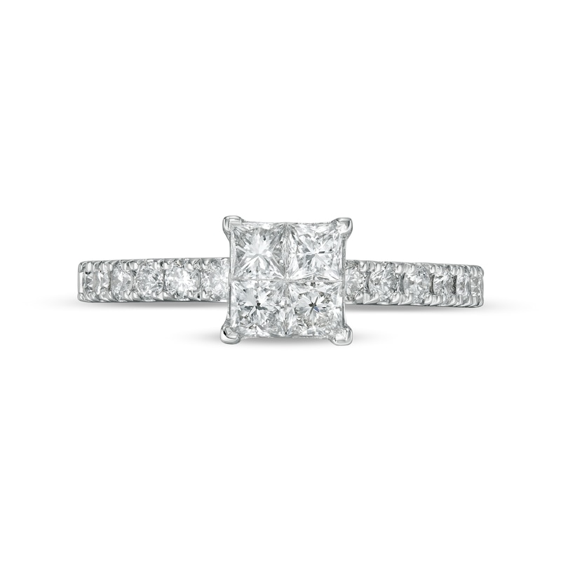CT. T.W. Quad Diamond Princess-Cut Diamond Engagement Ring in 14K White Gold|Peoples Jewellers