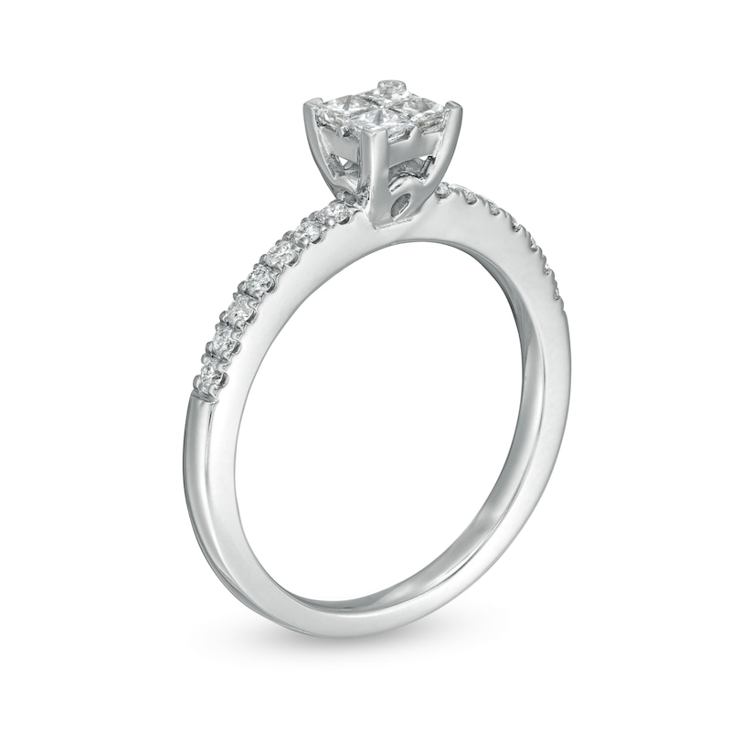 0.50 CT. T.W. Quad Princess-Cut Diamond Engagement Ring in 10K White Gold