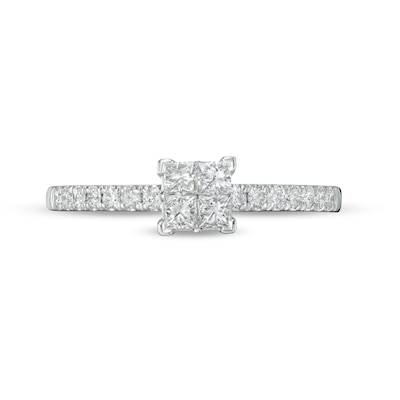 0.50 CT. T.W. Quad Princess-Cut Diamond Engagement Ring in 10K White Gold