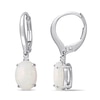 Oval Opal and Diamond Accent Drop Earrings in 10K White Gold