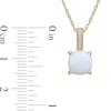 8.0mm Cushion-Cut Opal and Diamond Accent Vintage-Style Drop Pendant in 10K Gold - 17"