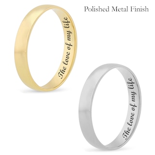 4.0mm Engravable Semi Comfort-Fit Low Dome Wedding Band in 10K White, Yellow or Rose Gold (1 Line)