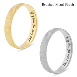 4.0mm Engravable Semi Comfort-Fit Low Dome Wedding Band in 10K White, Yellow or Rose Gold (1 Line)