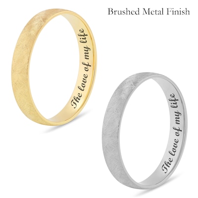 4.0mm Engravable Semi Comfort-Fit Low Dome Wedding Band in 10K White, Yellow or Rose Gold (1 Line)