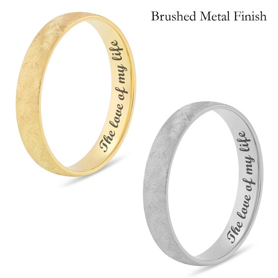 4.0mm Engravable Semi Comfort-Fit Low Dome Wedding Band in 10K White, Yellow or Rose Gold (1 Line)