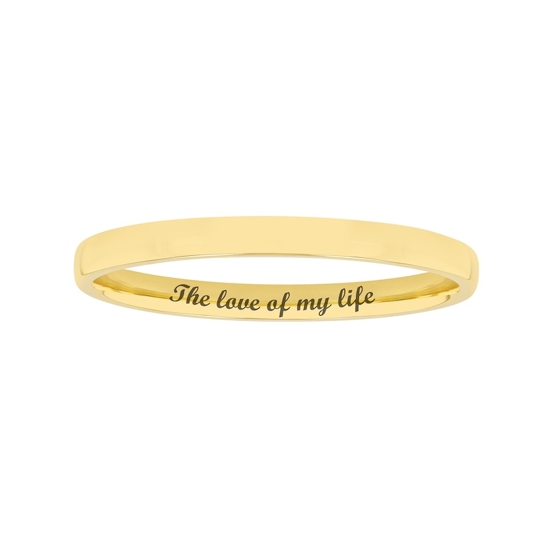 Ladies's 2.0mm Engravable Semi Comfort-Fit Low Dome Wedding Band in 10K White, Yellow or Rose Gold (1 Line)|Peoples Jewellers