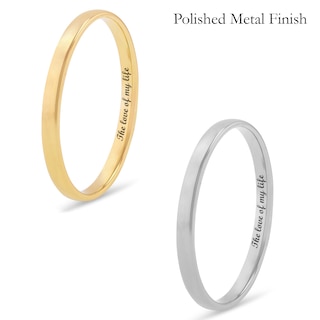 Ladies's 2.0mm Engravable Semi Comfort-Fit Low Dome Wedding Band in 10K White, Yellow or Rose Gold (1 Line)