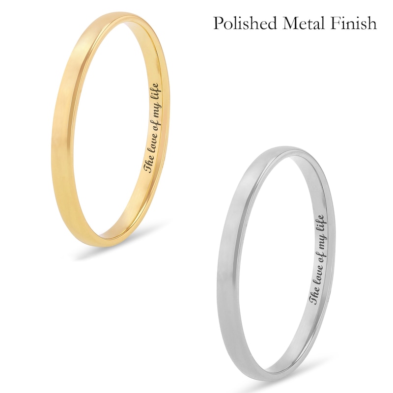 Ladies's 2.0mm Engravable Semi Comfort-Fit Low Dome Wedding Band in 10K White, Yellow or Rose Gold (1 Line)|Peoples Jewellers