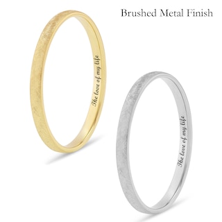 Ladies's 2.0mm Engravable Semi Comfort-Fit Low Dome Wedding Band in 10K White, Yellow or Rose Gold (1 Line)