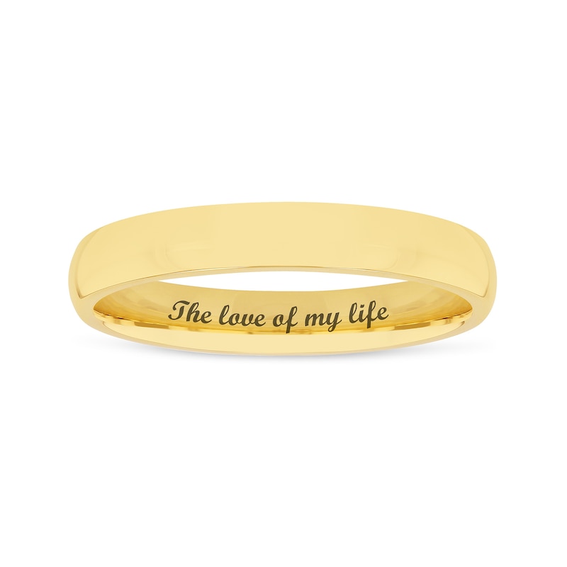 Ladies' 3.0mm Engravable Modern Comfort-Fit Wedding Band in 14K White or Yellow Gold (1 Line)|Peoples Jewellers