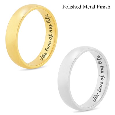 Men's 5.0mm Engravable Modern Comfort-Fit Wedding Band in 14K White or Yellow Gold (1 Line)