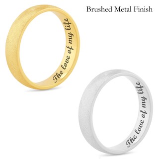 Men's 5.0mm Engravable Modern Comfort-Fit Wedding Band in 14K White or Yellow Gold (1 Line)