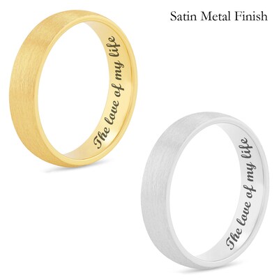 Men's 5.0mm Engravable Modern Comfort-Fit Wedding Band in 14K White or Yellow Gold (1 Line)