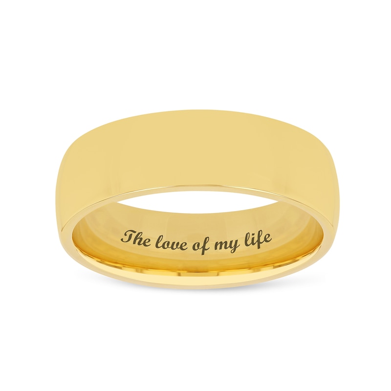 Men's 6.5mm Engravable Modern Comfort-Fit Wedding Band in 14K White or Yellow Gold (1 Line)|Peoples Jewellers