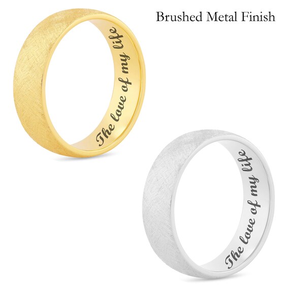 Men's 6.5mm Engravable Modern Comfort-Fit Wedding Band in 14K White or Yellow Gold (1 Line)