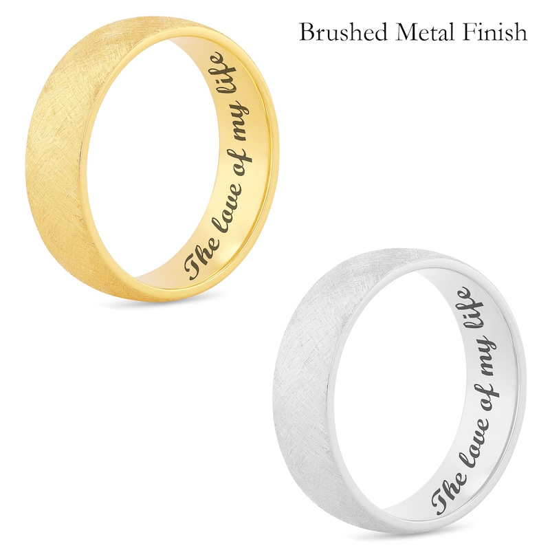 Men's 6.5mm Engravable Modern Comfort-Fit Wedding Band in 14K White or Yellow Gold (1 Line)