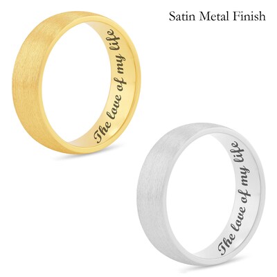 Men's 6.5mm Engravable Modern Comfort-Fit Wedding Band in 14K White or Yellow Gold (1 Line)