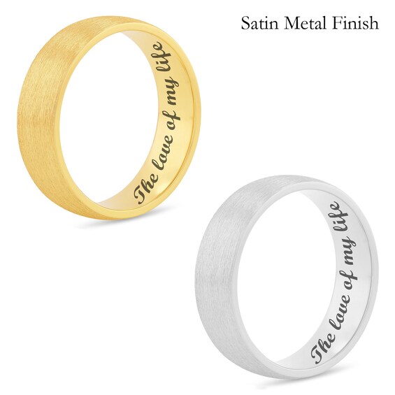 Men's 6.5mm Engravable Modern Comfort-Fit Wedding Band in 14K White or Yellow Gold (1 Line)