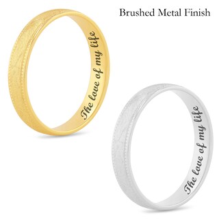 4.0mm Engravable Comfort-Fit Coin-Textured Edge Wedding Band in 14K White or Yellow Gold (1 Line)