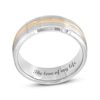 Thumbnail Image 0 of Men's 8.0mm Satin Inlay Groove Bevelled Edge Comfort-Fit Wedding Band in Tantalum and Yellow IP (1 Line)